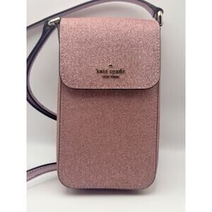 Kate Spade Lola Rose Pink Glitter Cellphone Flap Crossbody Bag